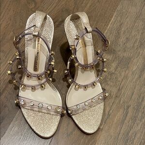 Sophia Webster Gold and Clear Embellished Heels